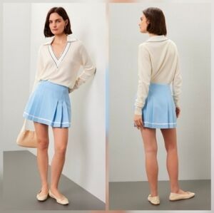 English Factory Pleated Mid Rise Skort In Blue Side zipper closure Size S